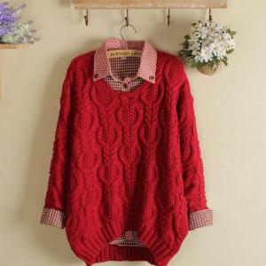 Fashion Red Twist Knitwear&sweater