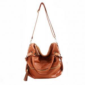 Nice Brown Tassel Leather Handbag 