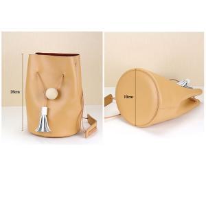Minimal Leather Bucket Bag With Tassel Detailing