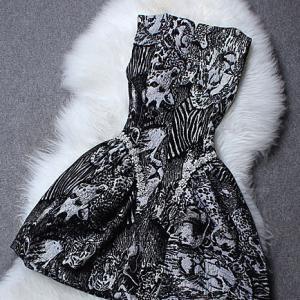 Unique Gray Flocking Animal Dress