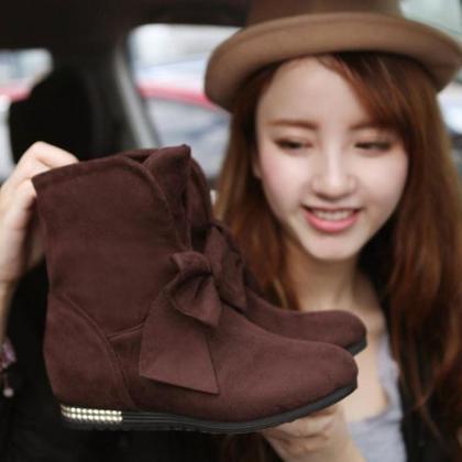 Bow Knot Female Ankle Boots
