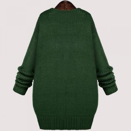 Fresh Green Loose Knitted Cardigan