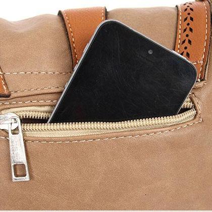 Brown Suede Saddle Shoulder Bag Fea..