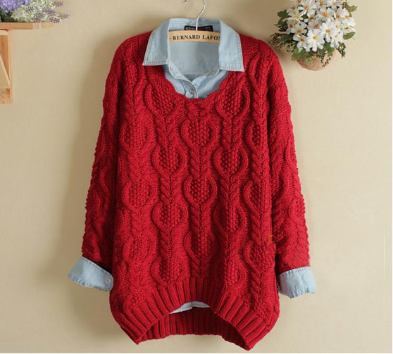 Fashion Red Twist Knitwear&sweater