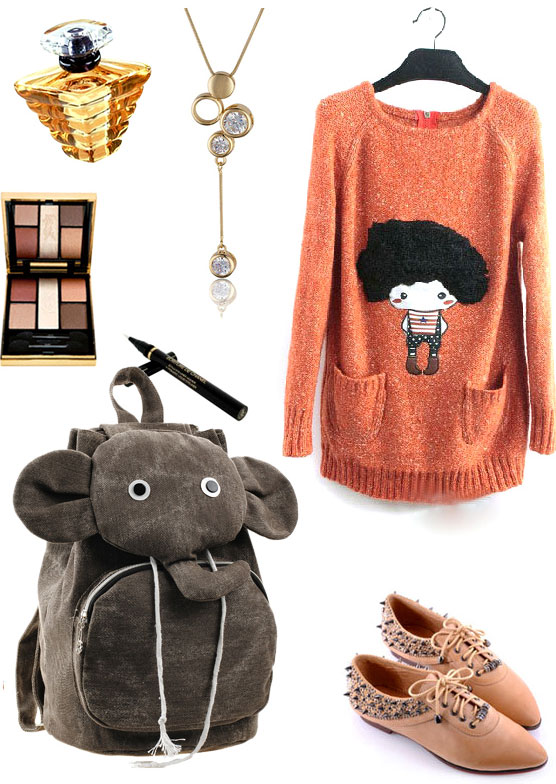 Cartoon Elephant Cute Canvas Fashion Backpack on Luulla