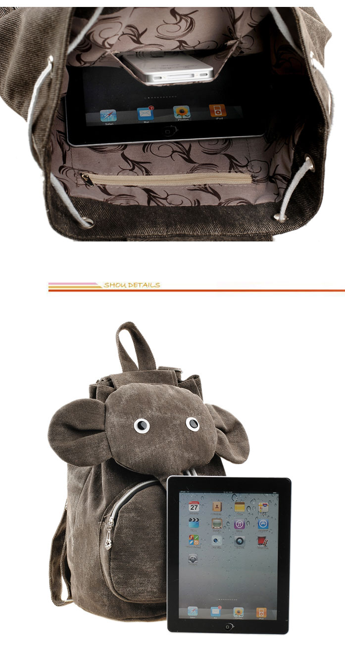 Cartoon Elephant Cute Canvas Fashion Backpack on Luulla