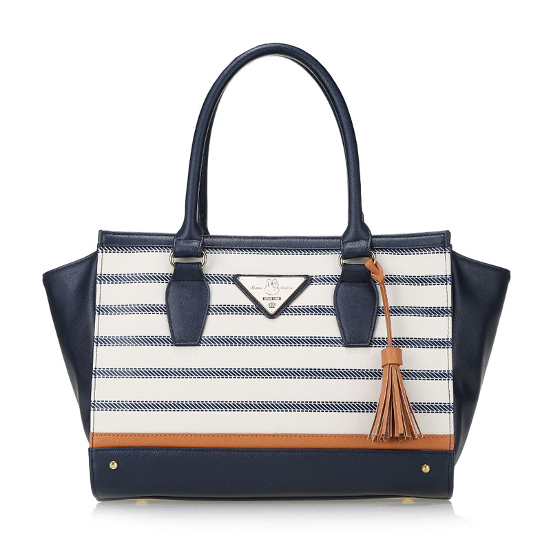 Stripe Handbag With Single Tassel
