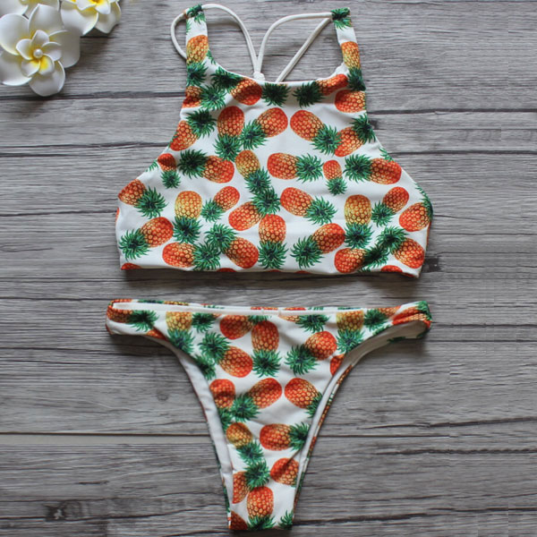 Pineapple Print Bikini Split Triangle Swimsuits Bikini Set