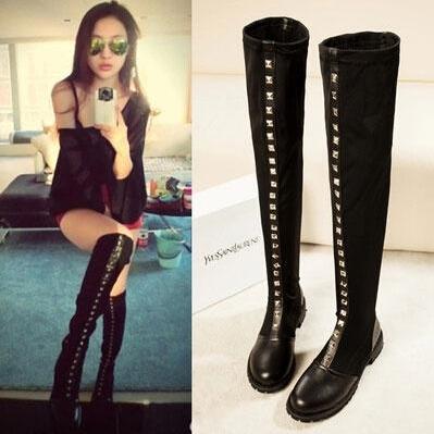 Rivet High Leather Boots