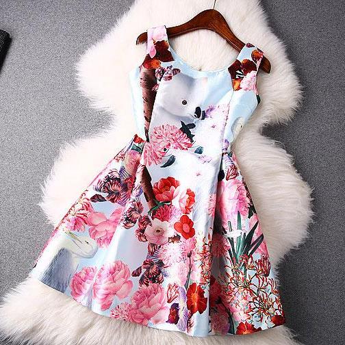 Flower Print Vest Skirt Dress on Luulla