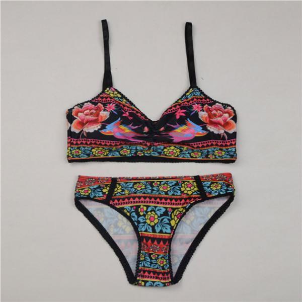 Small Fresh Print Swimsuit For Girl Bikini Set Halter Swimwear ...