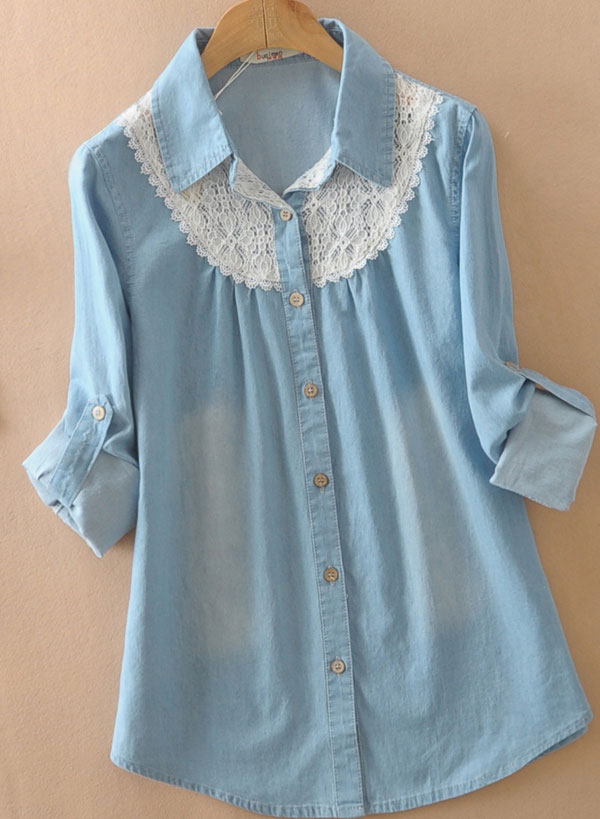 blue loose shirt